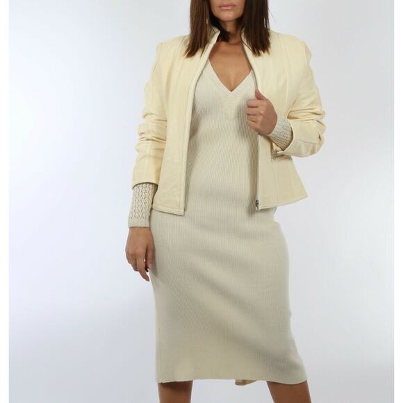D2K Cream Perforated Leather Cream White Jacket Size M - Picture 1 of 10